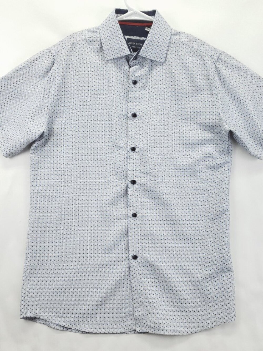 Silver Stone Collection Shirt Mens Medium Black White Short Sleeve Modern Fit